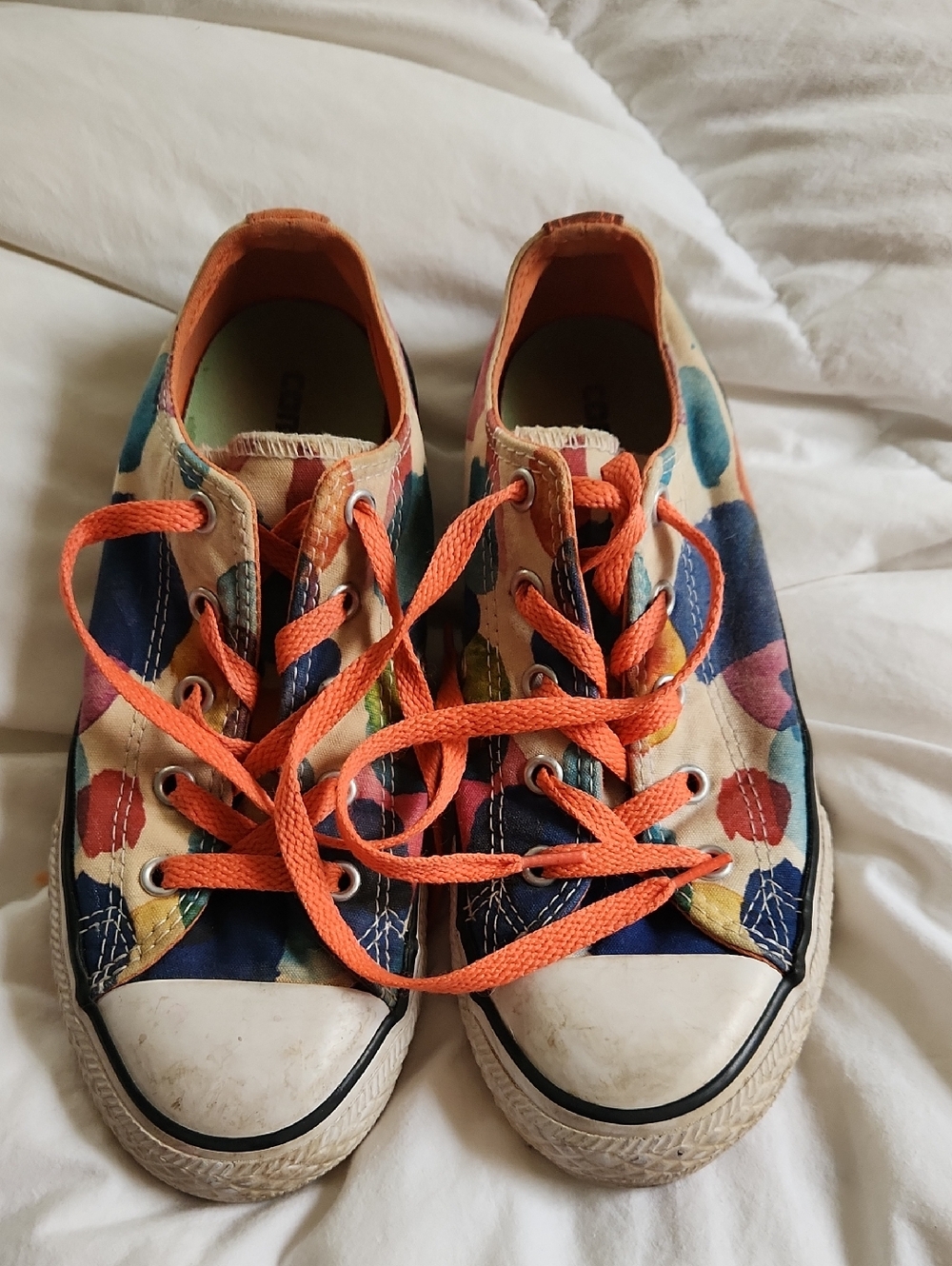 Converse Kids Multicolor Canvas Sneakers with Orange Laces